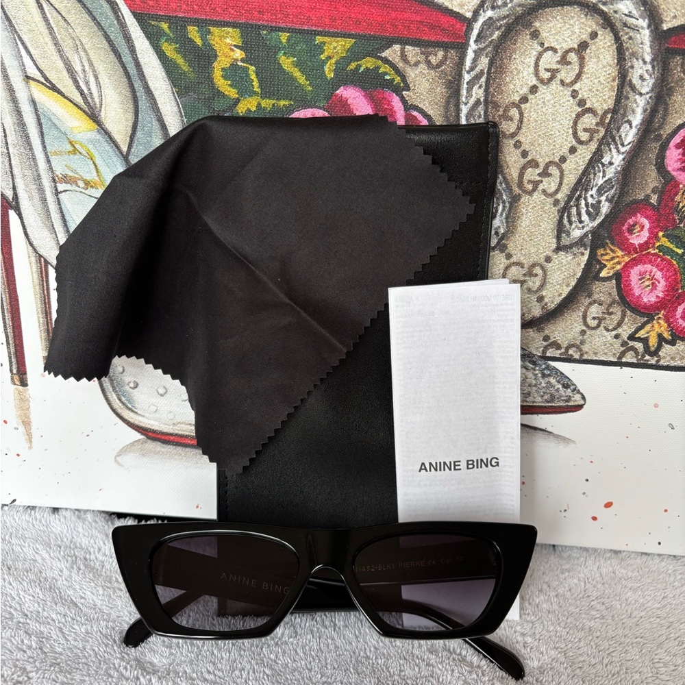 NWOT ANINE BING Black Pierre Cat Eye Sunglasses - Picture 4 of 8